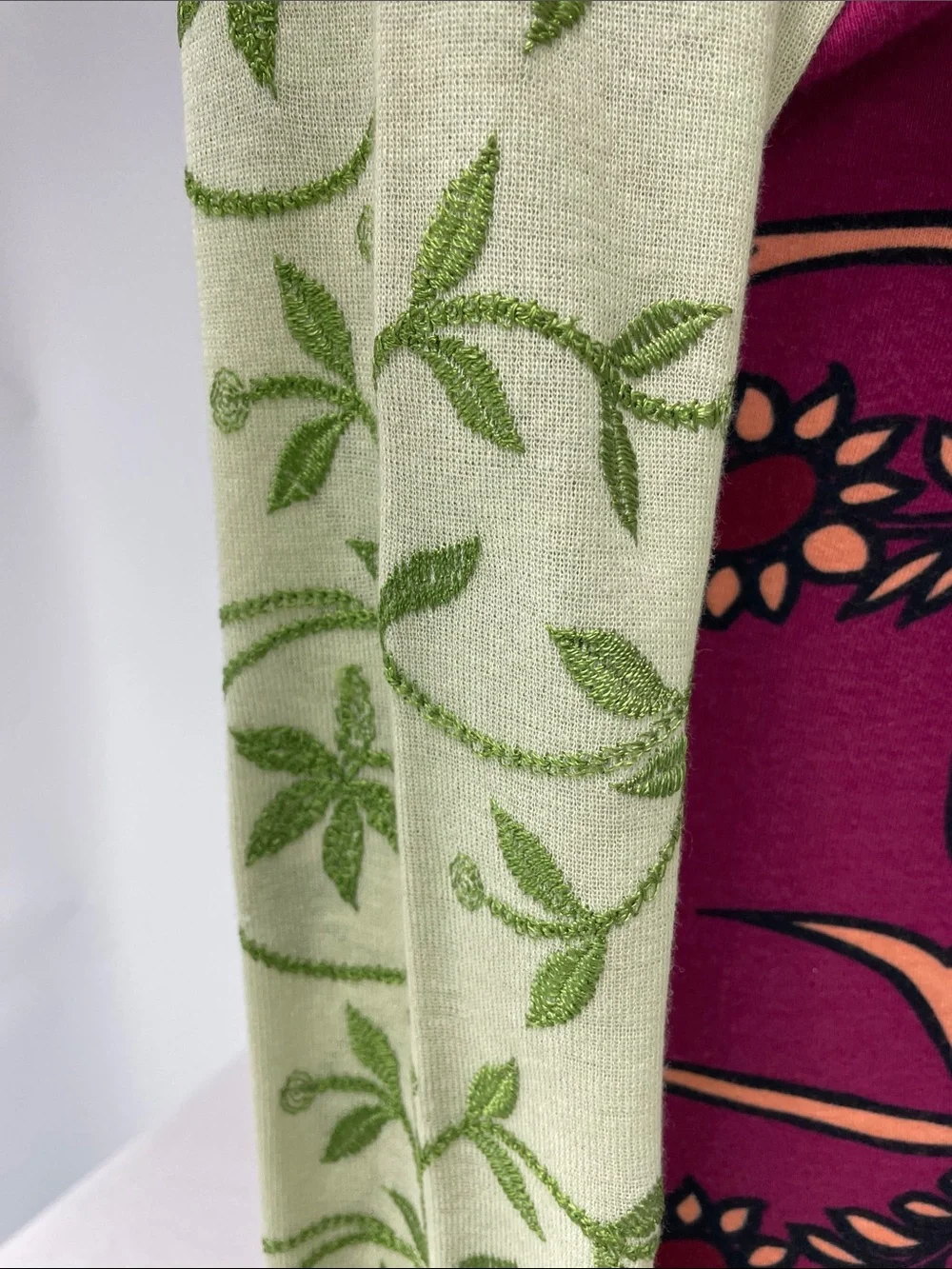 Custo Barcelona Magenta Pink and Peach Floral Bird Long Sleeve Top, Size S